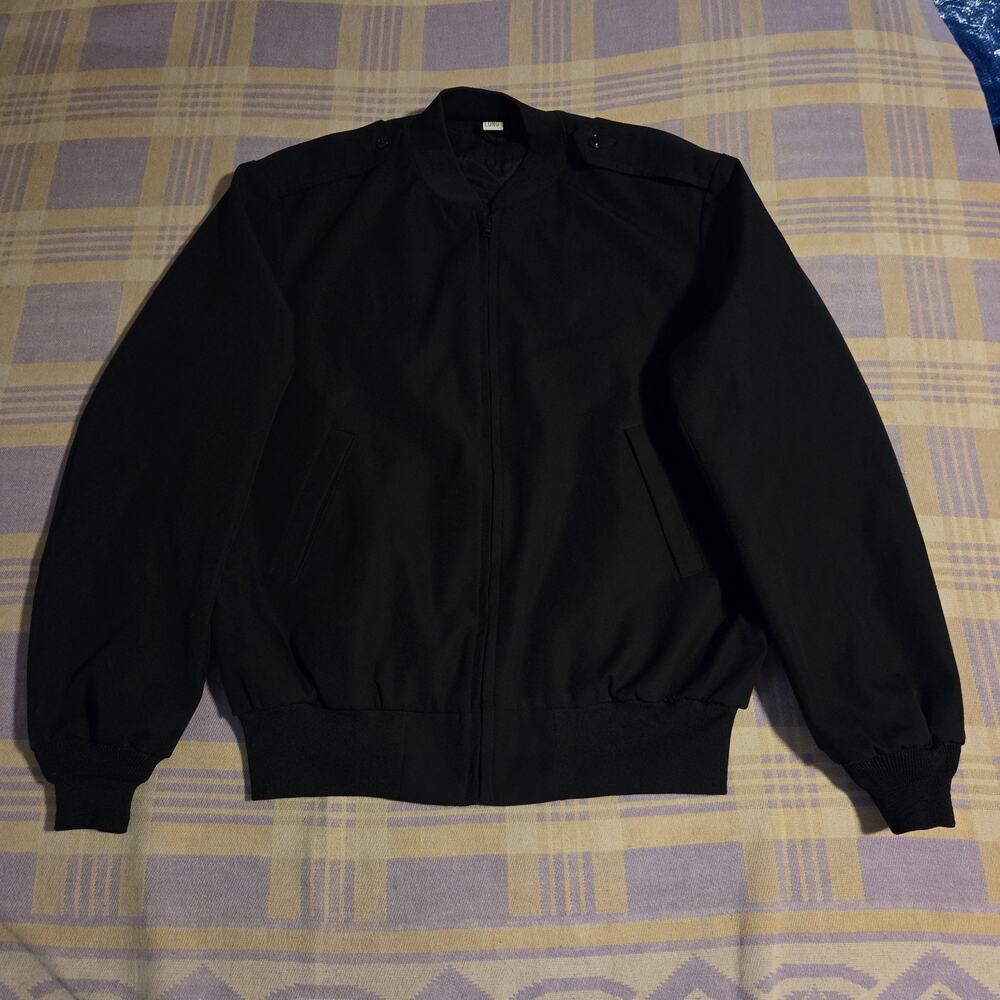 US Army Officer Neptune Garment Co Jacket Men 44 Long Black USA Made Poly Wool